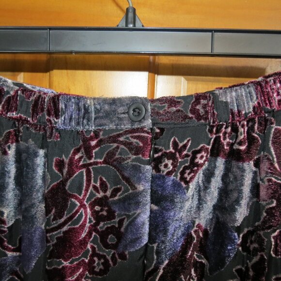 Coldwater Creek Gray & Burgundy Floral Midi Skirt Burn Out Lined Size Large - Picture 4 of 8